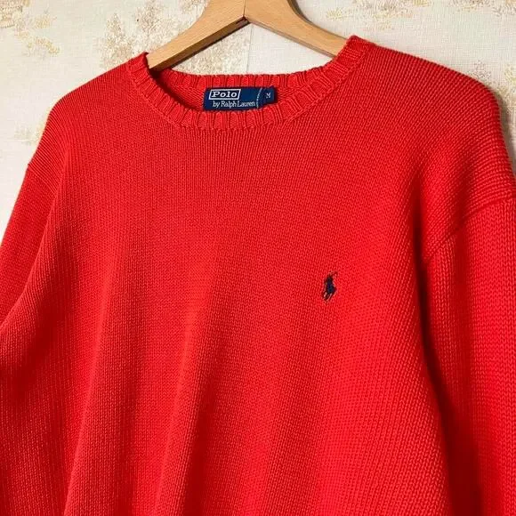 Vintage 90s Polo Ralph Lauren Cotton Knit SweaterOrangeSize M